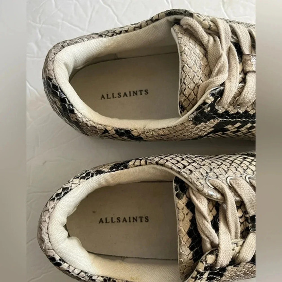 AllSaints Trish Snakeskin Print Platform Sneakers Women’s 8 Beige - Picture 11 of 17